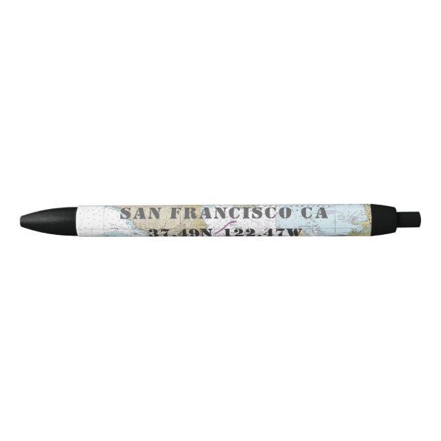 San Francisco Marin County Nautical Chart Blue Ink Pen (Front)