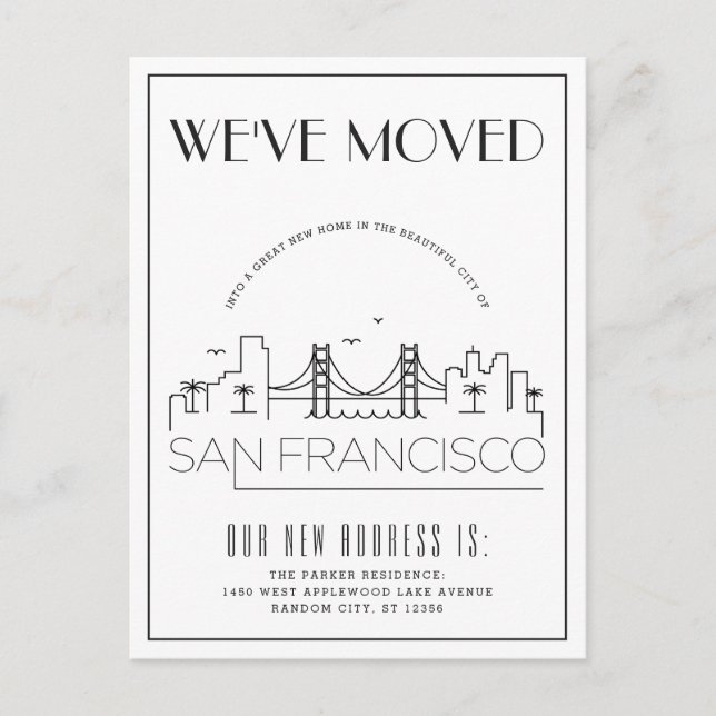 San Francisco Modern Deco | Change of Address Announcement Postcard (Front)