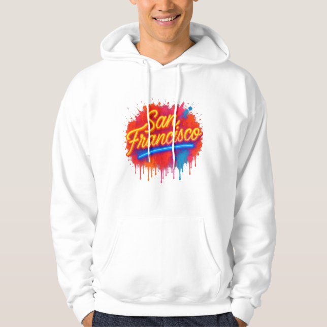 San Francisco Neon Splash Street Art T-Shirt Hoodie (Front)