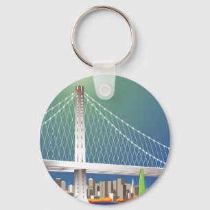San Francisco New Oakland Bay Bridge Cityscape Key Ring