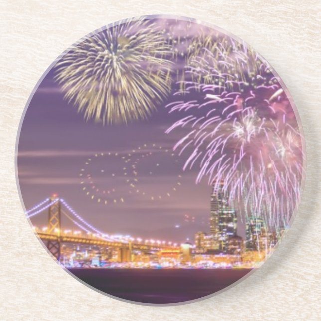 San Francisco New Year Fireworks Coaster (Front)