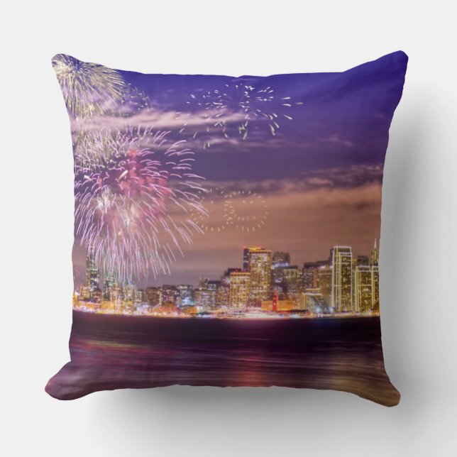 San Francisco New Year Fireworks Cushion (Front)
