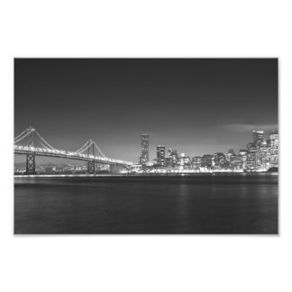 San Francisco Night Black White Photo Print