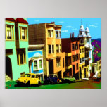 San Francisco Nob Hill - Pop Art Print<br><div class="desc">San Francisco Nob Hill - featuring colourful homes on Nob Hill in San Francisco,  California,  created in a colourful Pop Art style.</div>