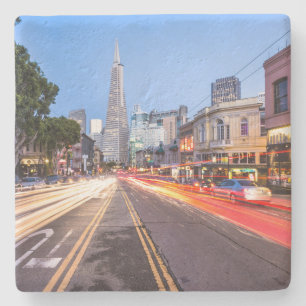 San Francisco North Beach Motion Blur Traffic Stone Coaster