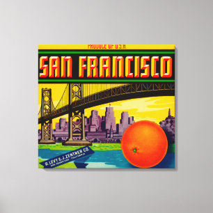 San Francisco Orange Label Canvas Print