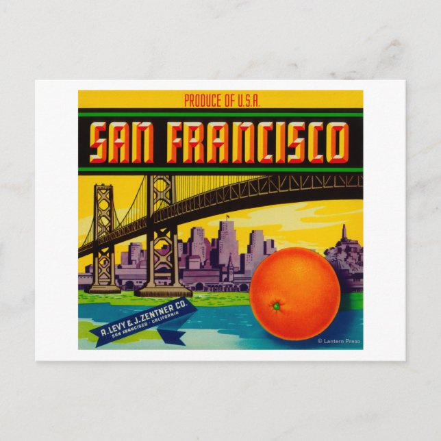 San Francisco Orange Label Postcard (Front)