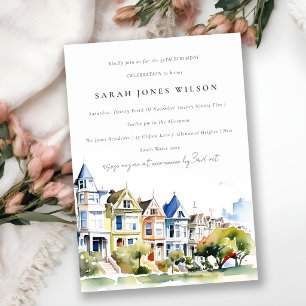 San Francisco Painted Ladies Landscape Birthday Invitation