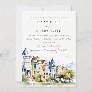 San Francisco Painted Ladies Landscape Engagement Invitation