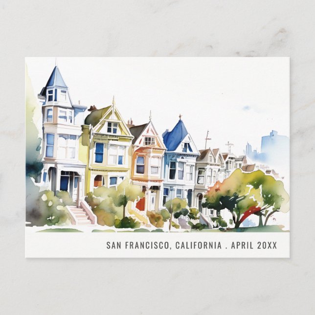 San Francisco Painted Ladies Landscape Travel Holiday Postcard (Front)