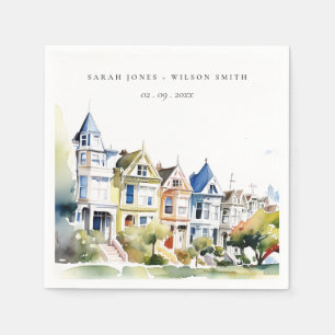 San Francisco Painted Ladies Landscape Wedding Napkin