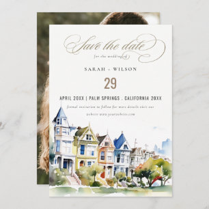 San Francisco Painted Ladies Scape Photo Wedding Save The Date