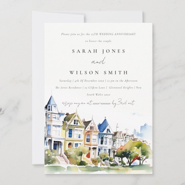 San Francisco Painted Ladies Wedding Anniversary Invitation (Front)