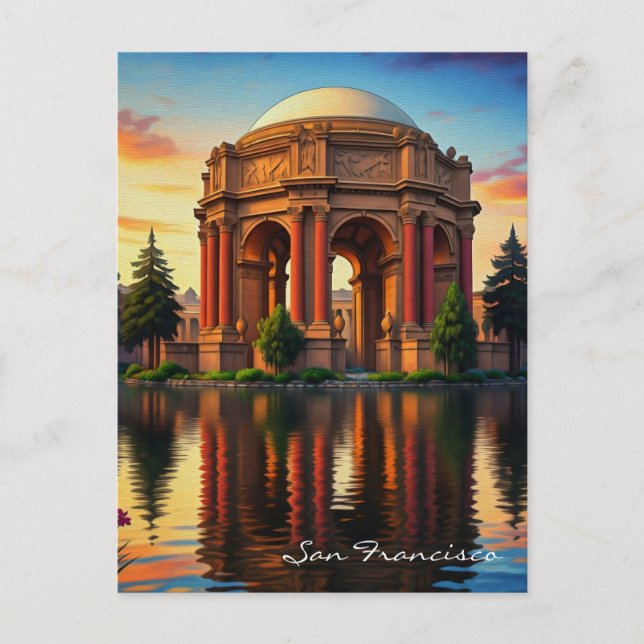 San Francisco Palace of Fine Arts Sunset Postcard (Front)