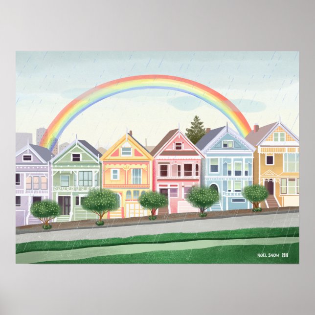 San Francisco Pastel Painted Ladies Poster (Front)