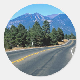 San Francisco peaks, flagstaff rebuilt, highway 66 Classic Round Sticker