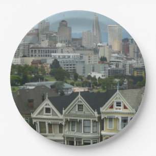 San Francisco Postcard Row City Scene Photography Paper Plate