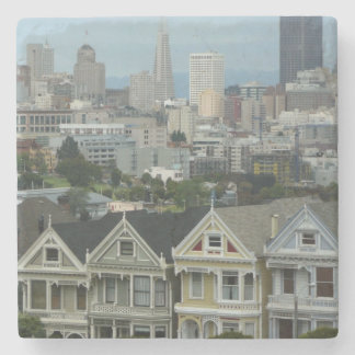 San Francisco Postcard Row City Scene Photography Stone Coaster