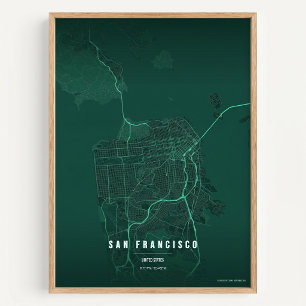 San Francisco Print Map Wallart Poster Gift
