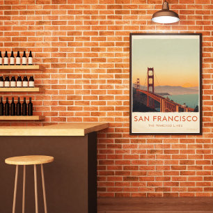 San Francisco Retro Golden Gate Bridge  Poster