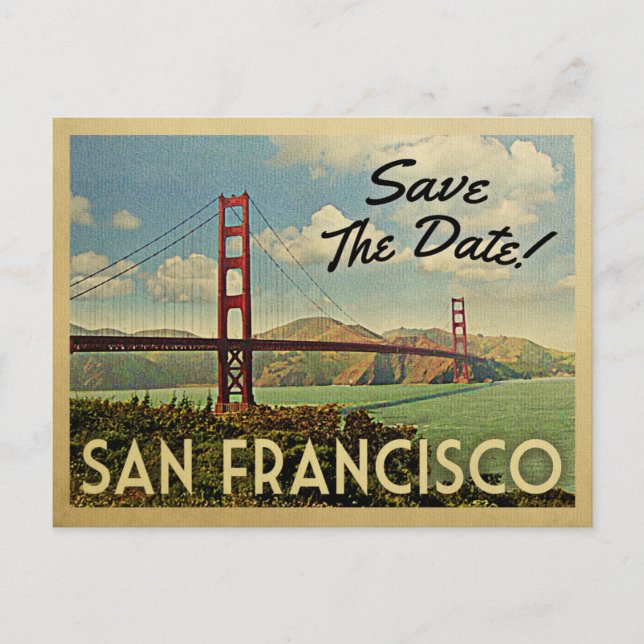 San Francisco Save The Date Vintage Postcards (Front)