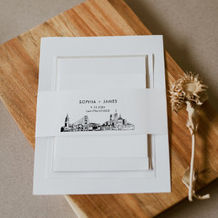 San Francisco Skyline Belly Band, 2"x11.5" Invitation Belly Band