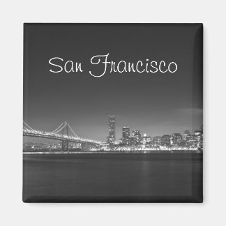 San Francisco Skyline Black White Photo Magnet