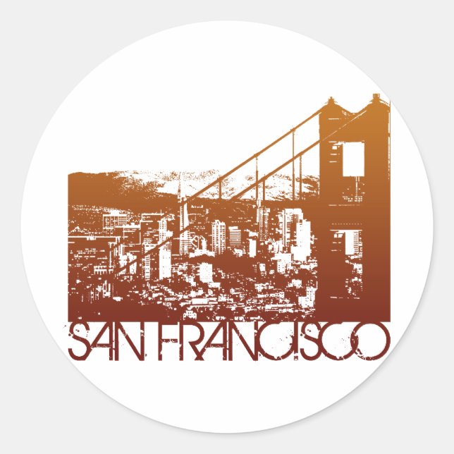 San Francisco Skyline Design Classic Round Sticker (Front)