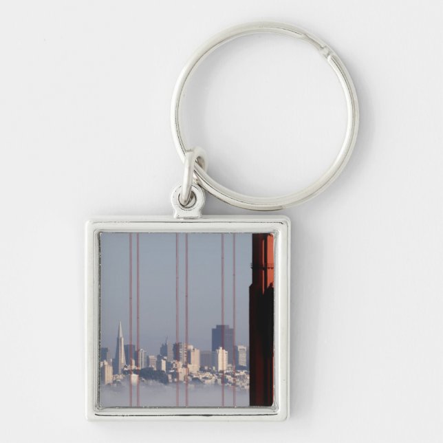 San Francisco Skyline from Golden Gate Bridge. Key Ring (Front)
