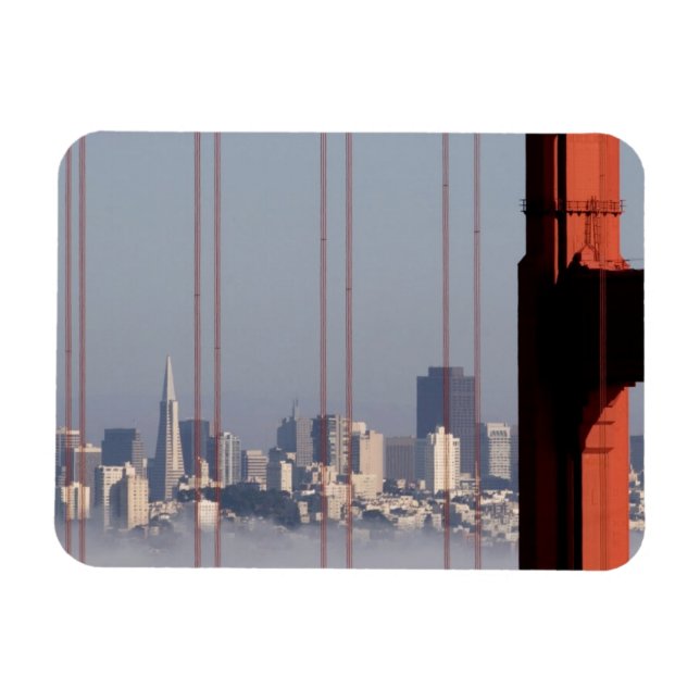San Francisco Skyline from Golden Gate Bridge. Magnet (Horizontal)