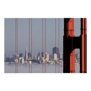 San Francisco Skyline from Golden Gate Bridge. Poster