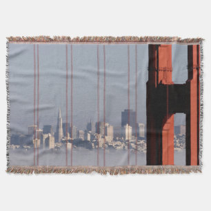 San Francisco Skyline from Golden Gate Bridge. Throw Blanket