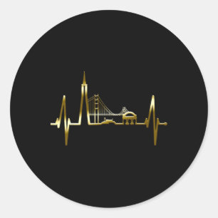 San Francisco Skyline Heartbeat California Usa San Classic Round Sticker