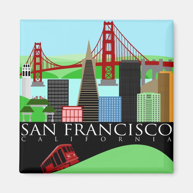 San Francisco Skyline Illustration Magnet (Front)
