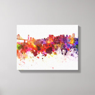 San Francisco skyline in watercolor background Canvas Print