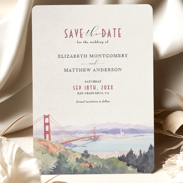 San Francisco Skyline Watercolor Save the Date  Invitation (Creator Uploaded)