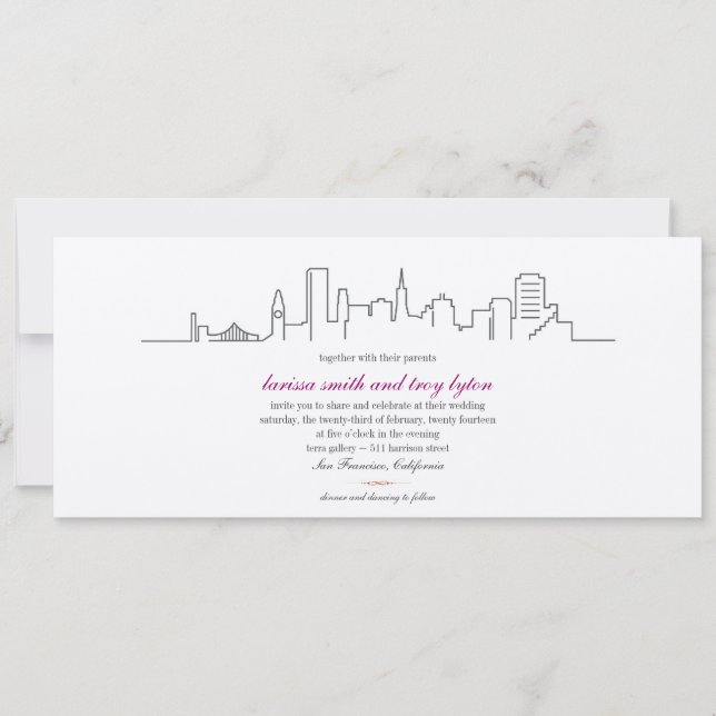 San Francisco Skyline Wedding or Dinner Invitation (Front)