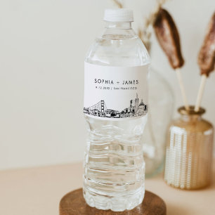 San Francisco Skyline Wedding Water Bottle Label
