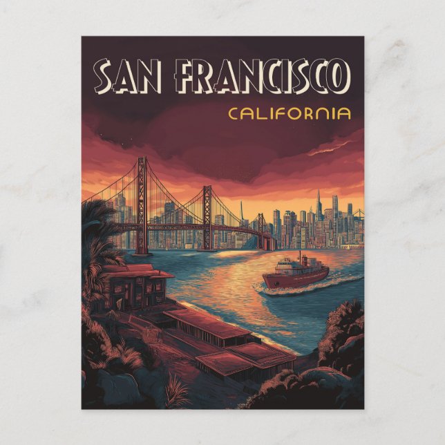 San Francisco Skyline with Golden Gate Bridge  Postcard (Front)