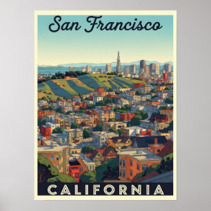 San Francisco skyline with rolling hills Poster