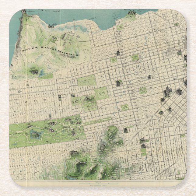 San Francisco Square Paper Coaster (Front)