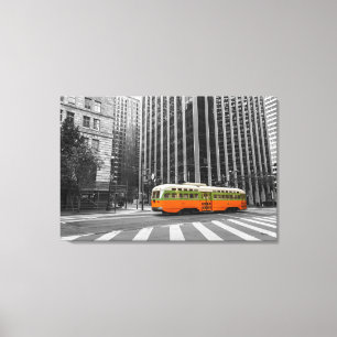 San Francisco Streetcar in Selective Colour Canvas Print