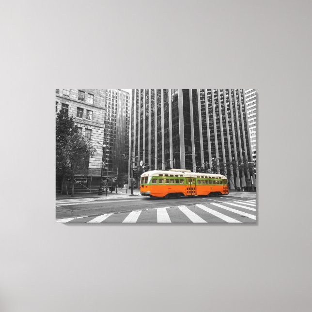 San Francisco Streetcar in Selective Colour Canvas Print (Front)