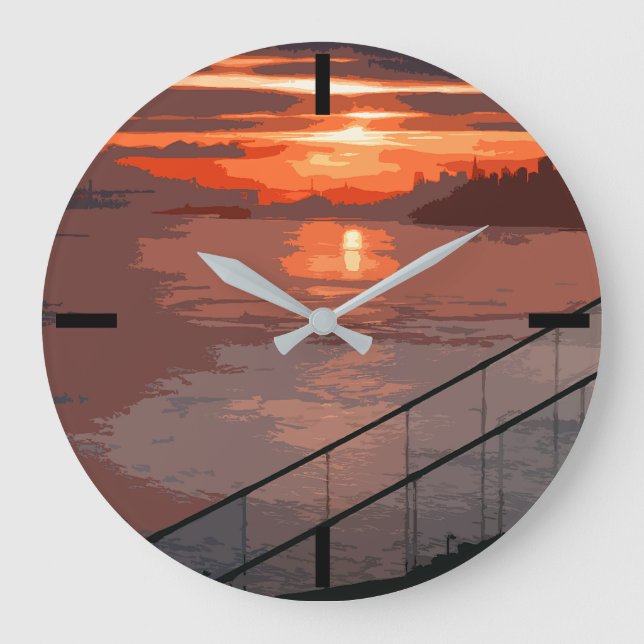 San Francisco Sunrise Retro Large Clock (Front)