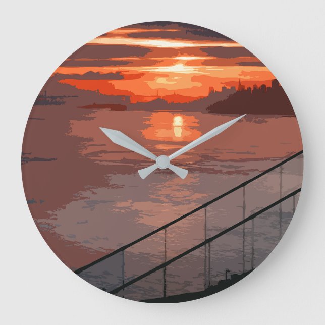 San Francisco Sunrise Retro Large Clock (Front)