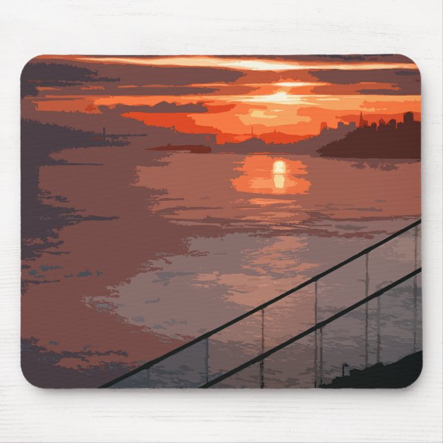 San Francisco Sunrise Retro Mouse Pad (Front)