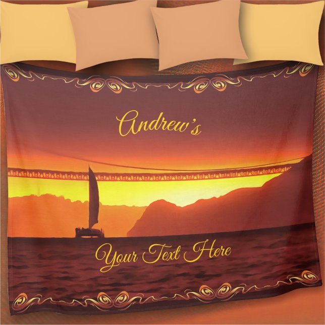 San Francisco Sunset 1124 Fleece Blanket (Creator Uploaded)