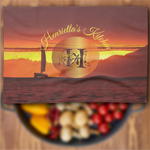 San Francisco Sunset 1124 Tea Towel