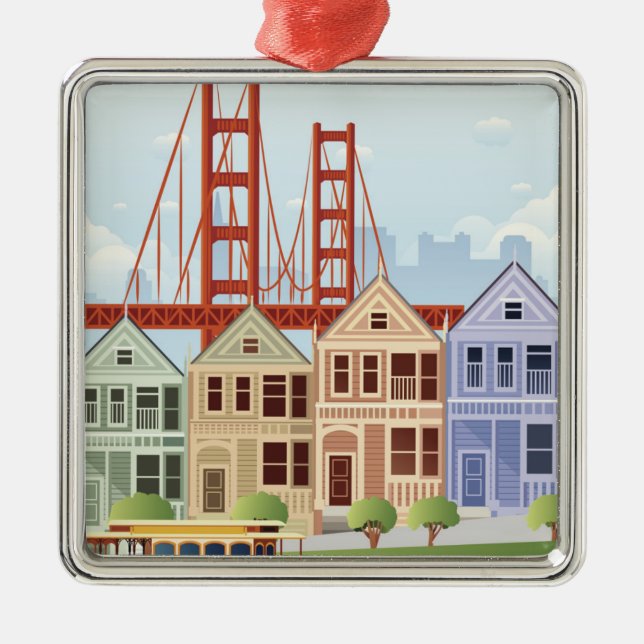 San Francisco | The Painted Ladies Metal Tree Decoration (Front)
