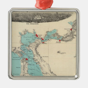 San Francisco to Sacramento Metal Tree Decoration